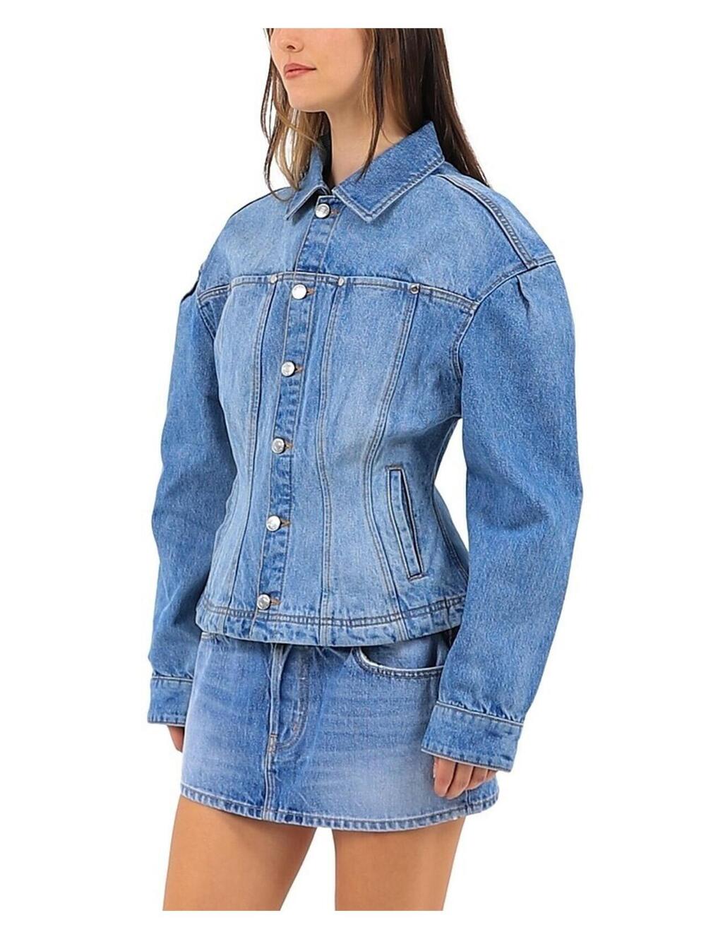 425$ EB DENIM Prima Denim Trucker Jacket Long Sleeves Size S Windemere Blue